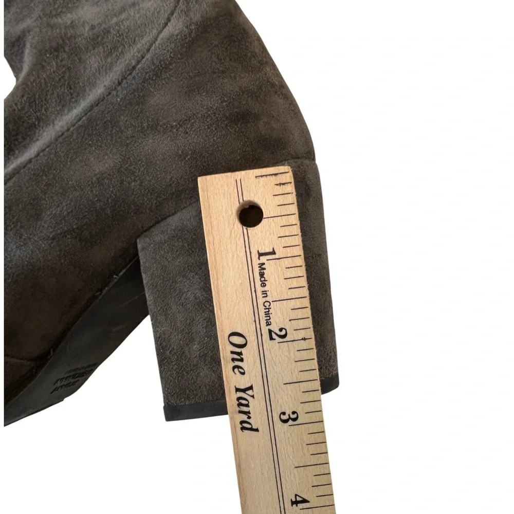 Stuart Weitzman Tieland Over The Knee Boot Grey Womens 8.5 Suede Block Heel